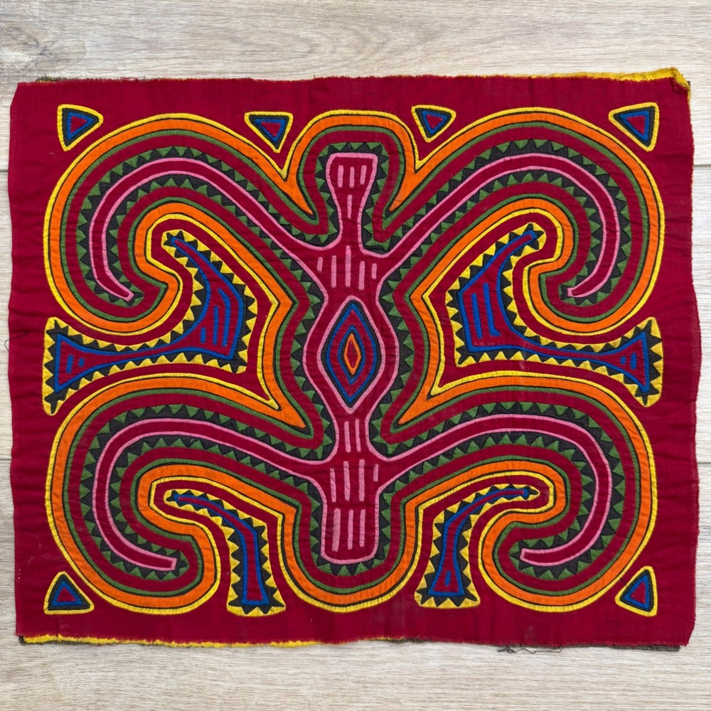 Mola Art Kuna Panama Hand Stitched Applique Folk Art Expert Boho READ 13 x 16‎
